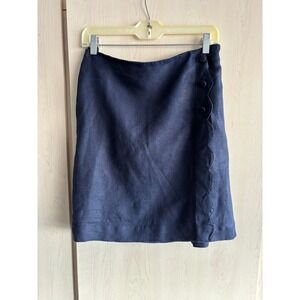 Talbots Woman Blue Culotte Skirt Size Petite Plus 14WP Linen Side Zip